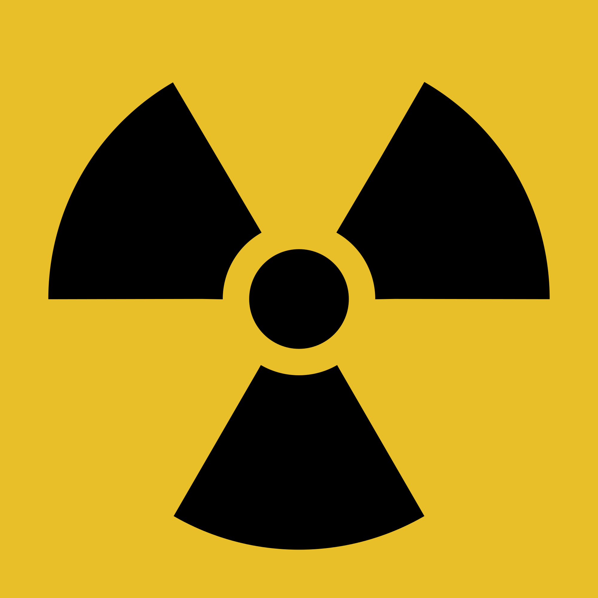 Radiation warning symbol. Uranium is radioactive.